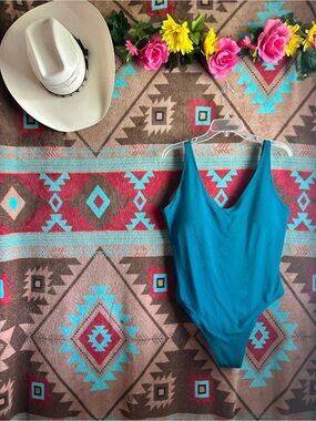 Old Navy Teal and Cream One-Piece Swimsuit